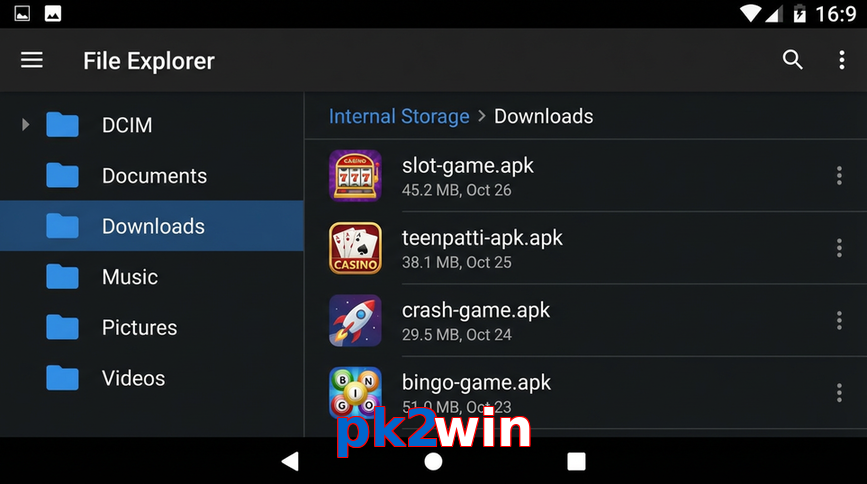 Main screen of Pk2win gameapk page for PK players
